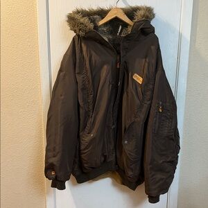 Ecko Unlimited Black and Gray REVERSIBLE Faux Fur Jacket